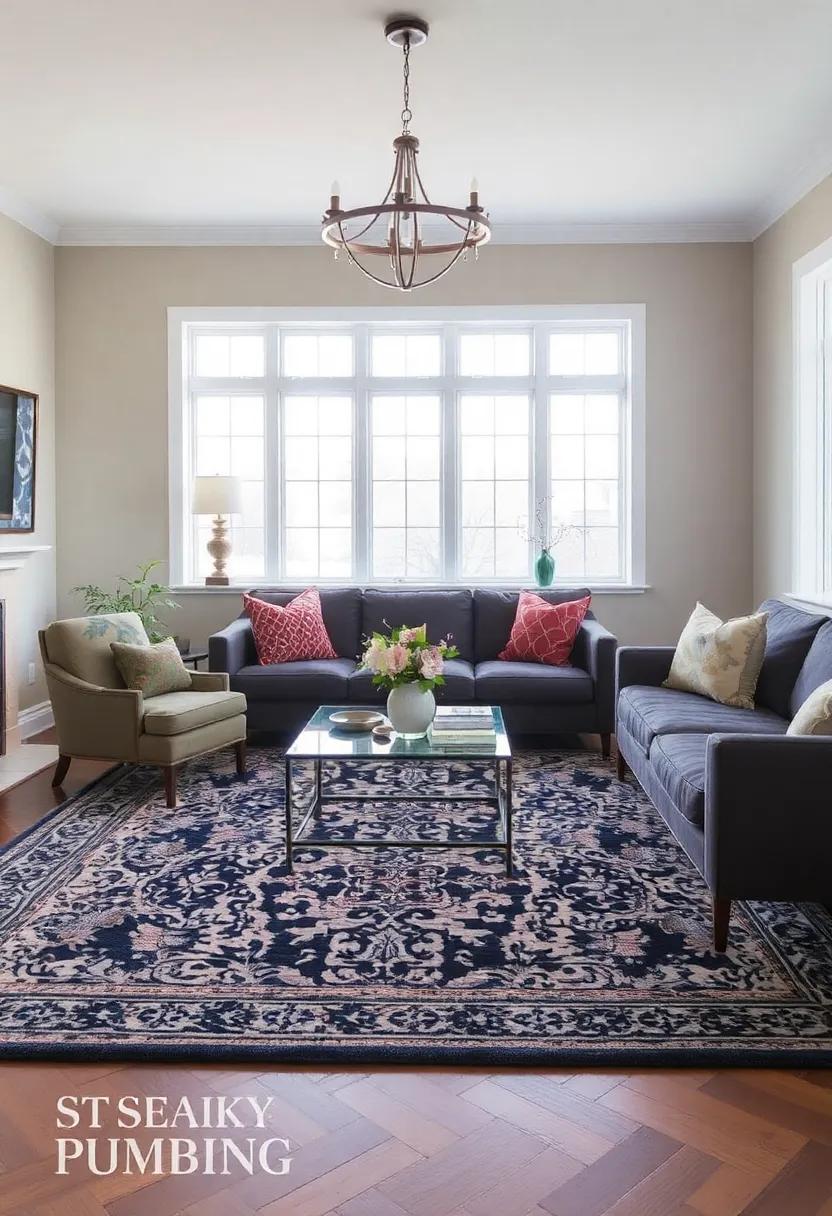 incorporate a Statement Rug: Find ⁣a rug ⁢that stands out as the room’s ‌centerpiece, adding warmth ⁣and style to your flooring