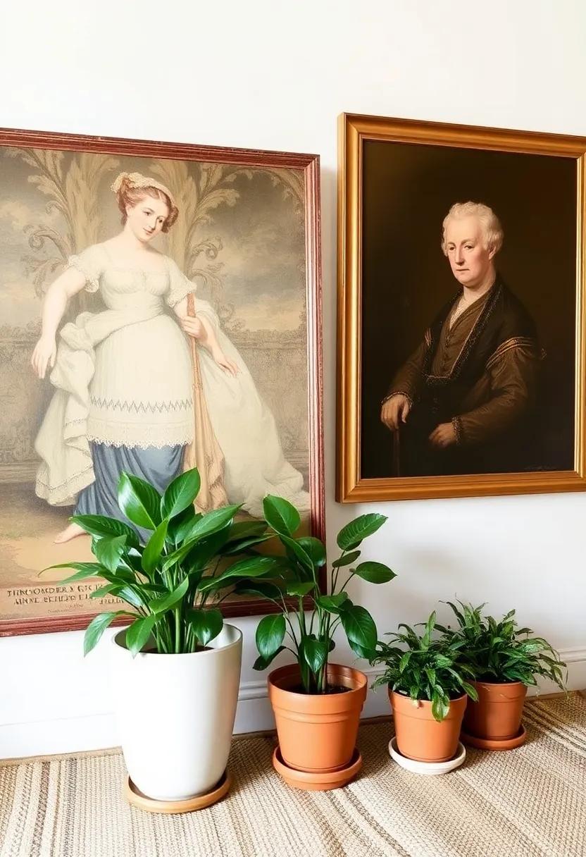 Incorporate ⁤Vintage Artwork: Place a few potted ‍plants in front of vintage⁣ artworks to create a dialogue between art and nature
