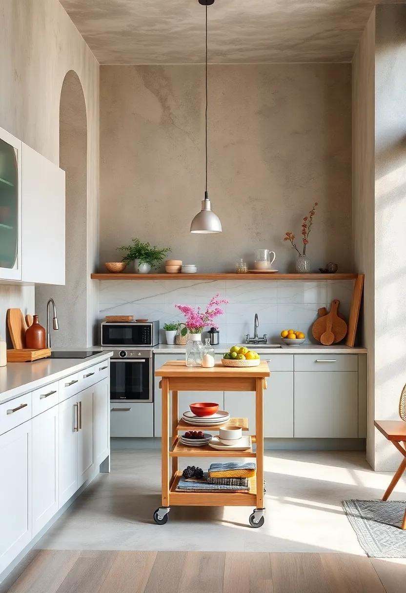 Incorporate a Rolling ‌Cart: ⁤Introduce a movable cart ⁤for⁢ extra prep⁣ space and storage‍ that ‌enhances flexibility in⁢ your kitchen layout