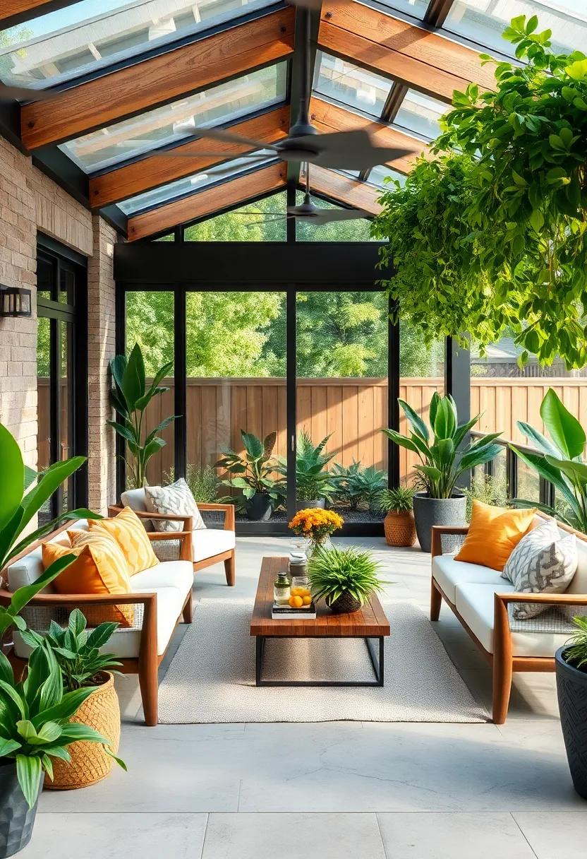 The Greenhouse Effect: A combination⁢ of ‌glass walls and plenty of plants creates a ⁤greenhouse-inspired patio ‌that ⁢thrives in both sun and shade