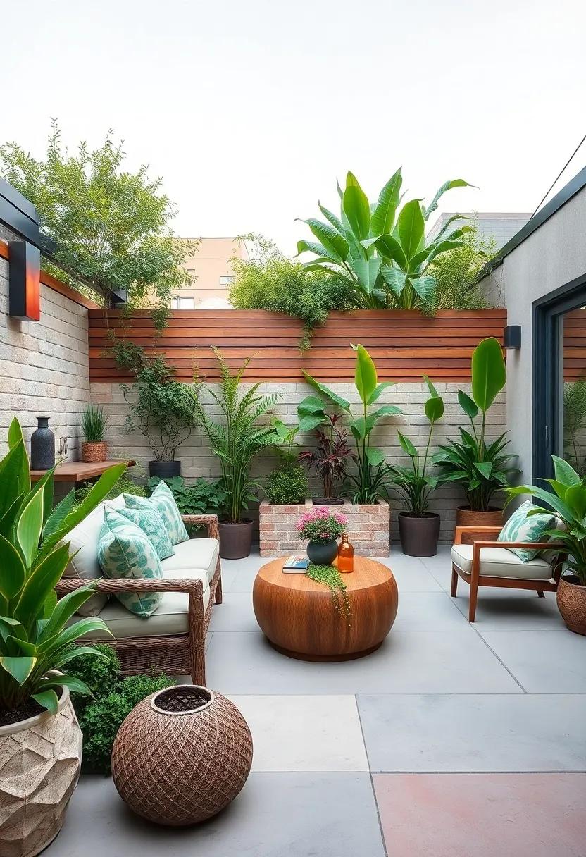 Urban Jungle: An eclectic mix of​ plants in varying heights create a lively patio ⁤environment ⁤paired with cozy seating to ‌encourage long conversations