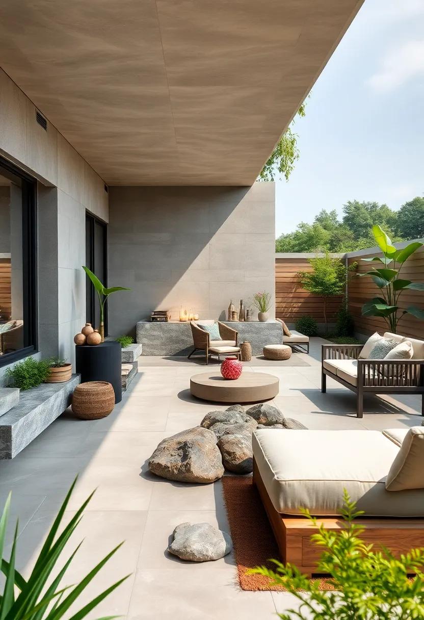 Zen ‍Garden: A tranquil space with ⁤carefully ⁣placed‍ rocks, ‍a soothing water feature, and minimalist furniture designed for meditation and relaxation