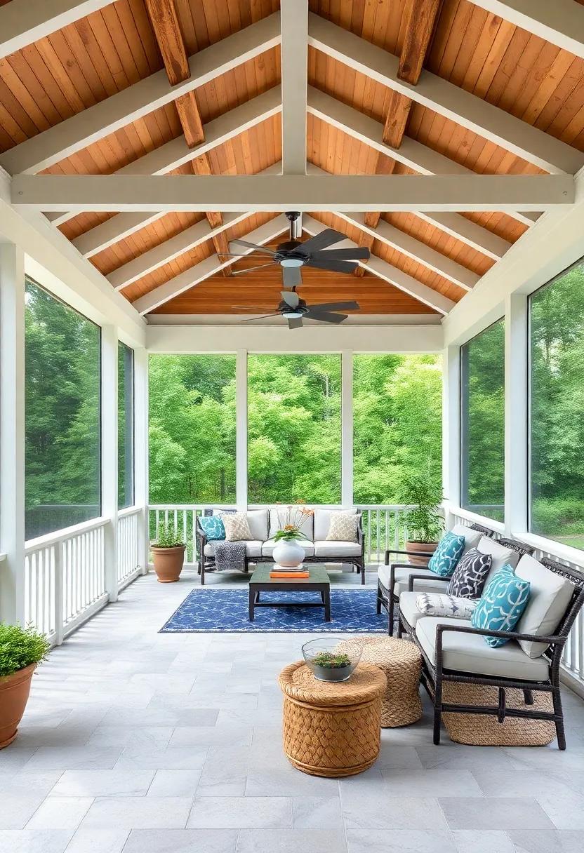 Mixing Modern Aesthetics with⁢ Rustic Touches‌ in ⁤Large Screened Porches