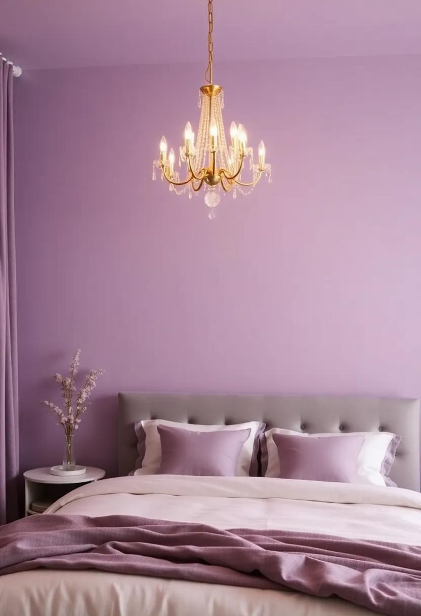 Ethereal Lighting:‍ Choose⁢ delicate chandeliers or pendant lights in muted gold to ‍enhance the lavender theme ⁤while providing soft, warm illumination