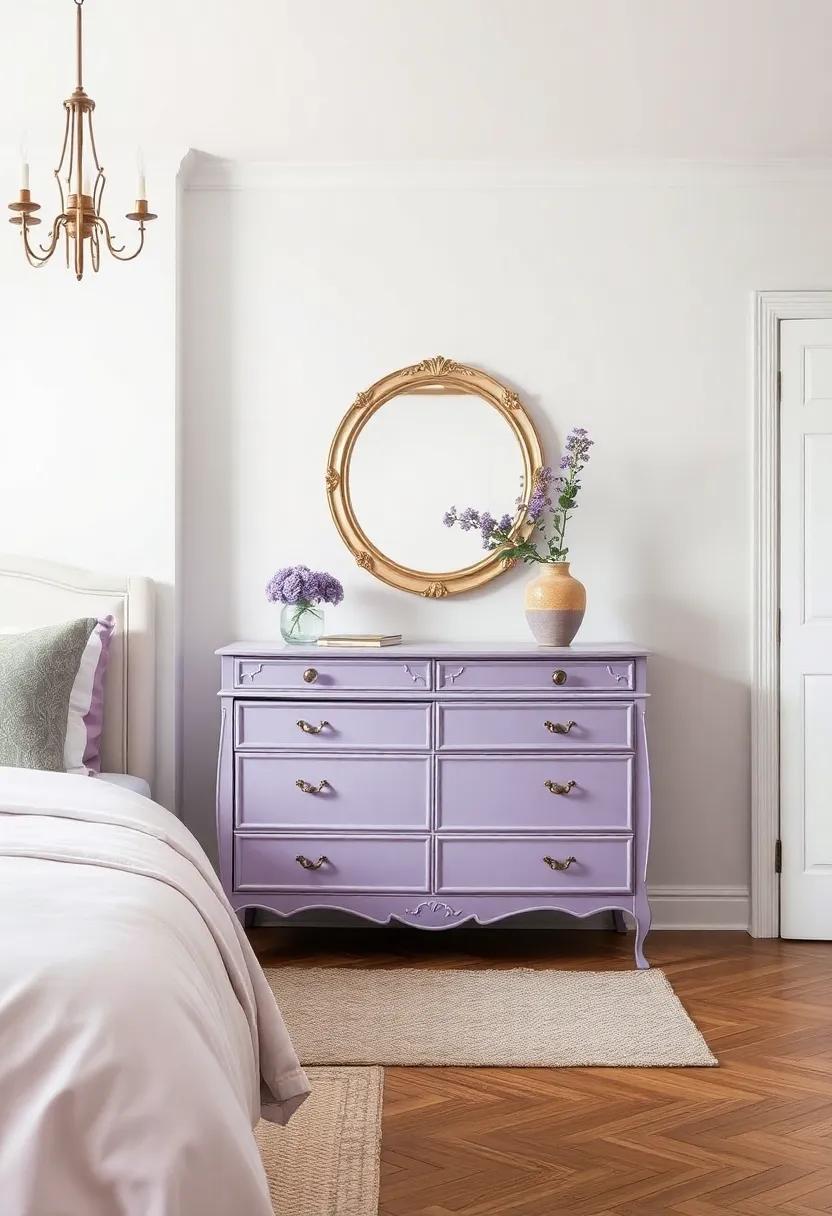 Vintage Charm: Incorporate antique or vintage ‌pieces, such as a lavender-painted ​dresser, to add character and a touch of nostalgia