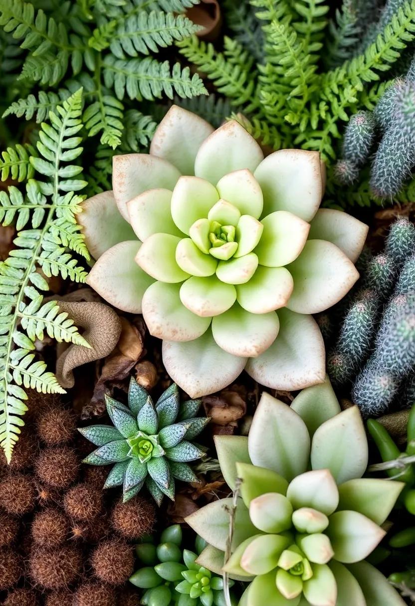 Layer with Textures: Combine various plant textures—like the soft leaves of ferns​ and the striking spikes⁣ of ‌succulents—to create visual interest