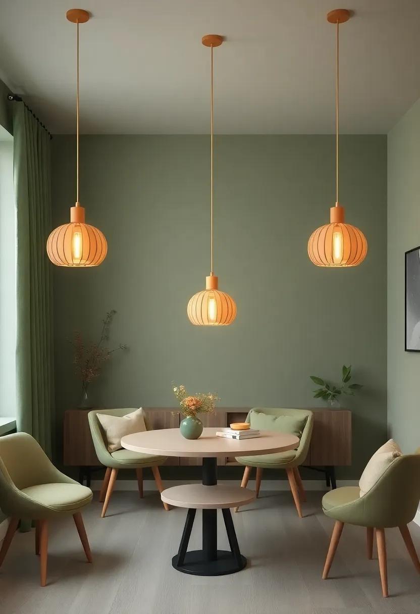 Select light caramel pendant lights and pair them with sage green accents to provide soft, warm lighting for‍ a cozy atmosphere
