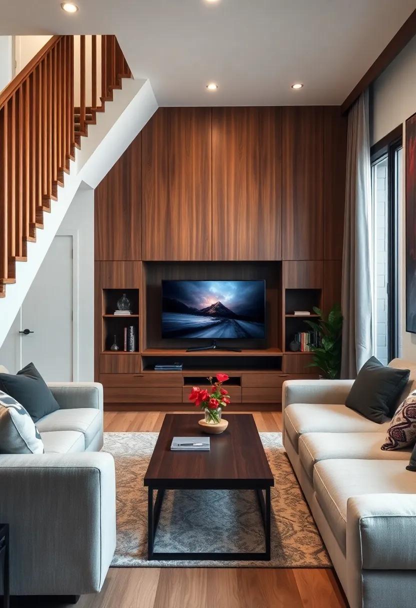 Install a Slide-out TV: Conceal a ‌small TV in a wooden cabinet ​for movie nights without compromising the cozy aesthetic