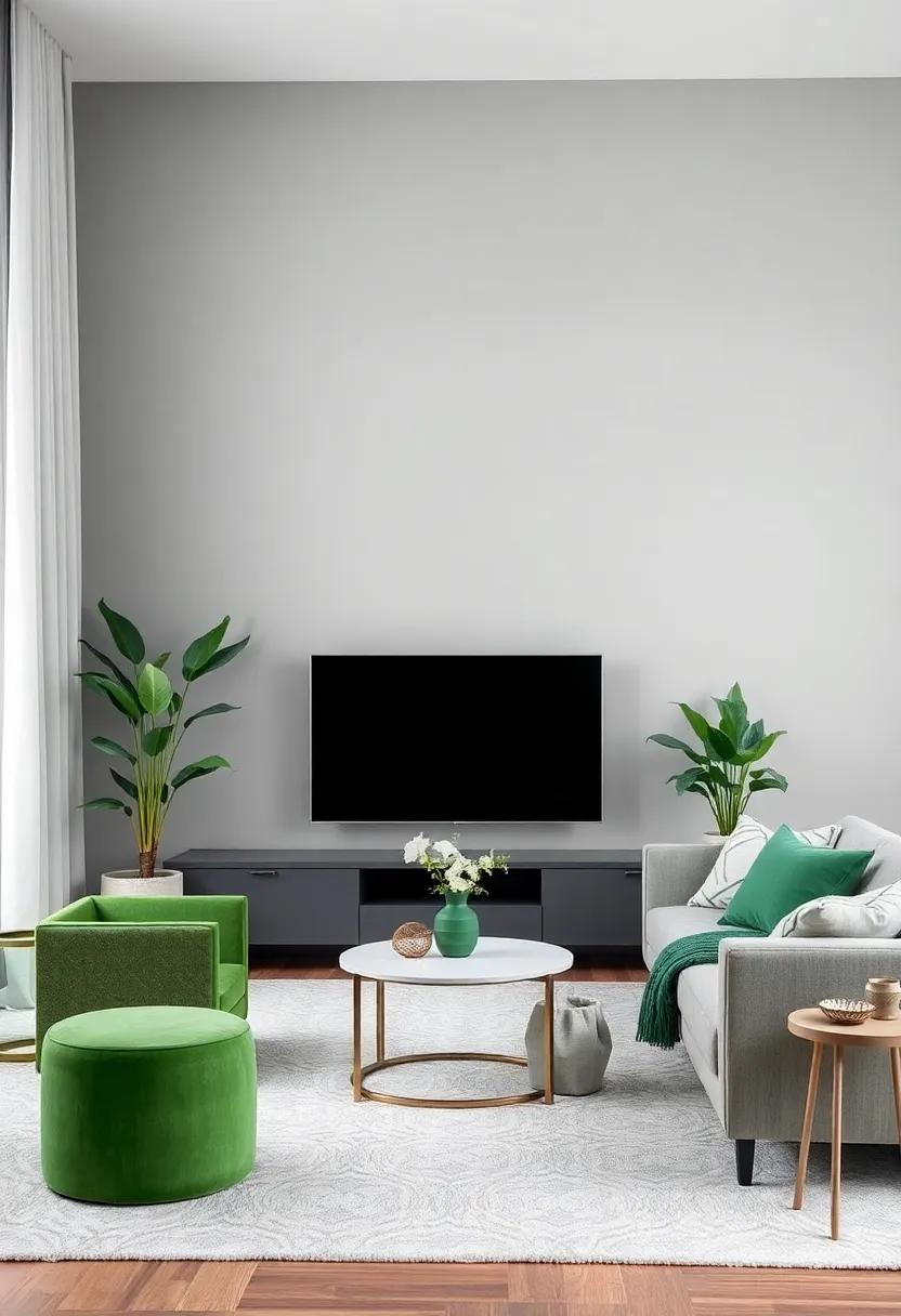 Whisper Grey: A soft and muted grey⁤ that brings a touch of elegance, allowing ​green accents to‌ stand ⁢out gracefully