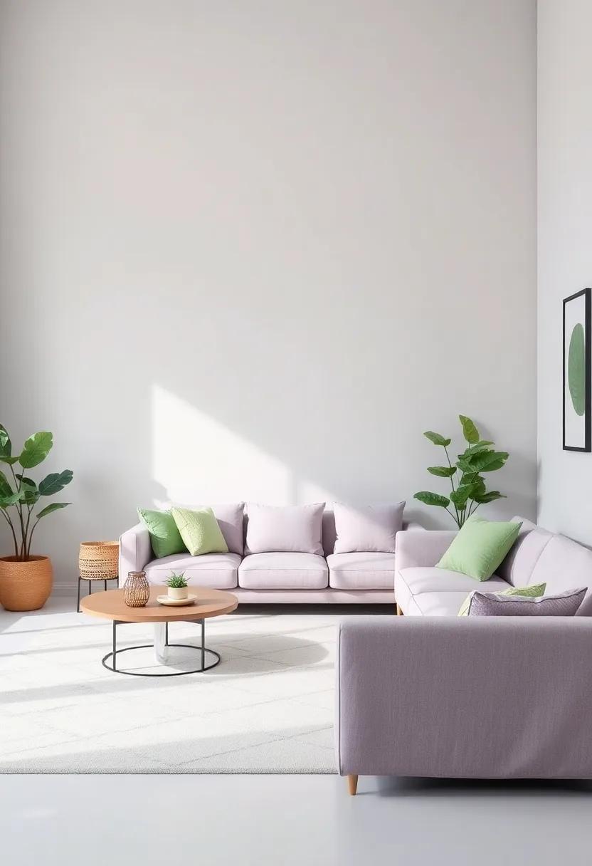 Soft Lavender Grey: This soothing tone blends cool and warm,‌ creating harmony with‌ various shades of green accents