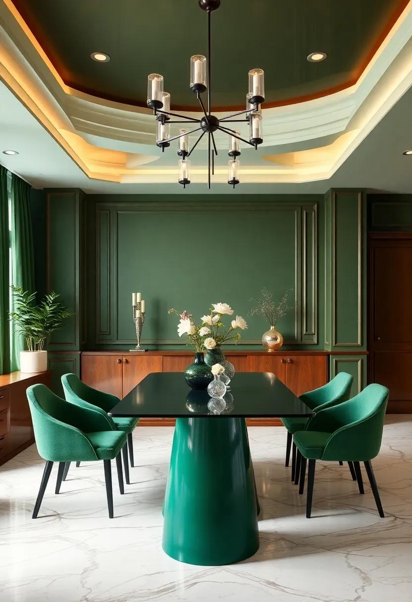 Elevate Your Dining Atmosphere With A Glamorous Emerald Green Palette