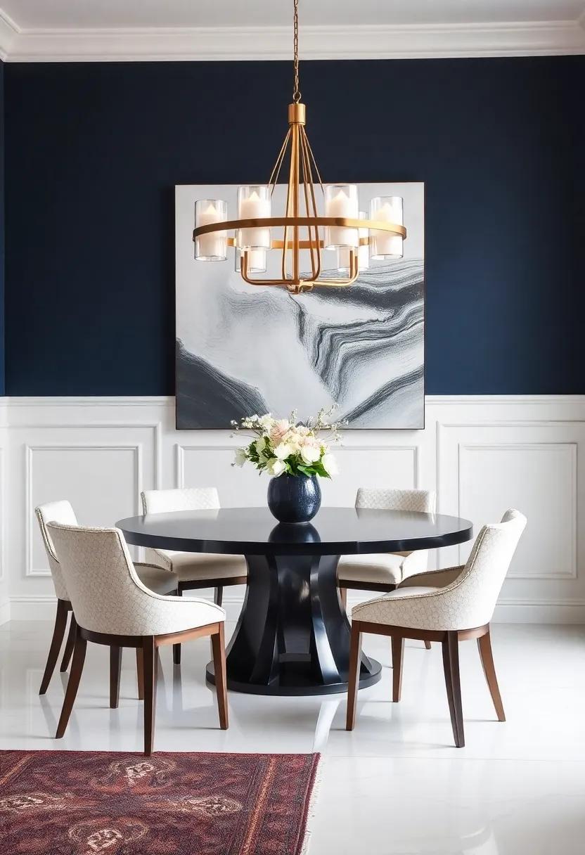 Blend Modernity And Tradition With Deep Navy And Crisp​ White Contrasts