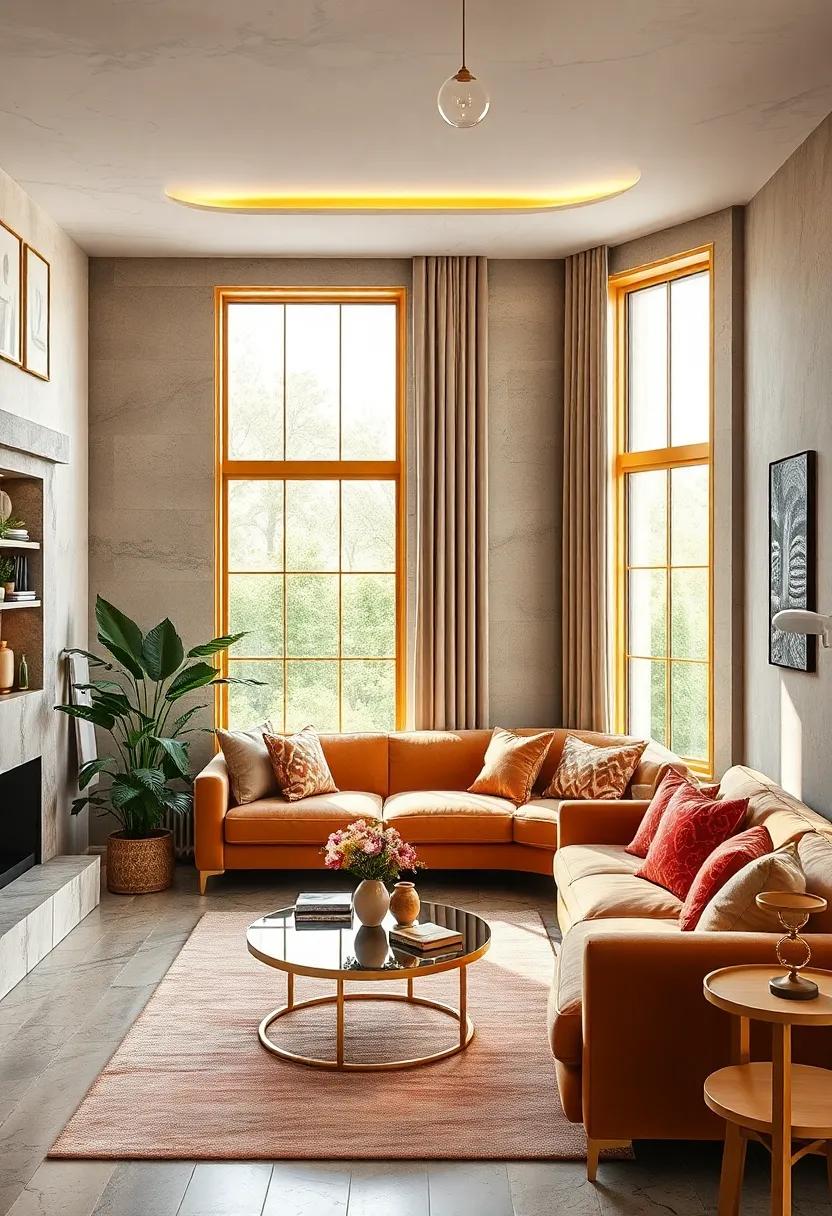 Window ‍Frames: Luxurious Gold ‍Outlining⁣ for Added‌ Interest