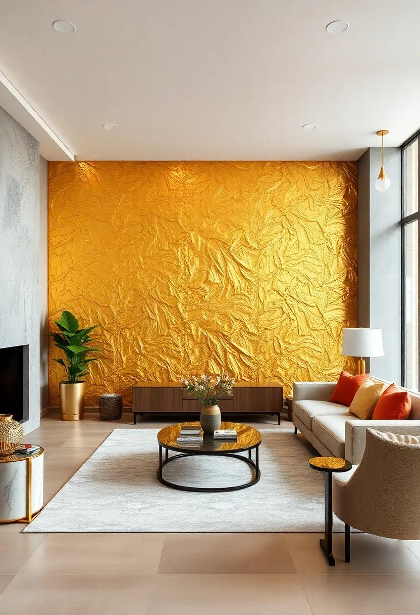 Stunning Accent Walls: ⁣Gold ⁢Textured​ Panels for a Unique ⁢Focal Point