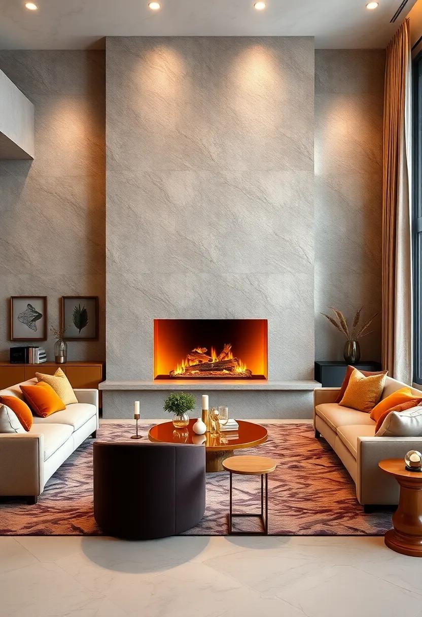 Cozy Fireplaces: Gold Surrounds that ⁣Make a Statement