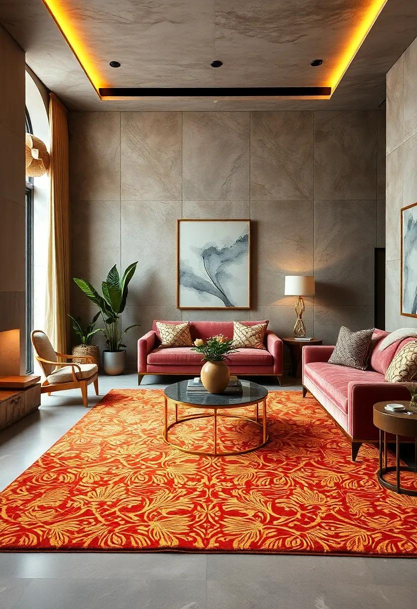 Lavish Rugs: Statement Carpets with Intricate Gold Patterns