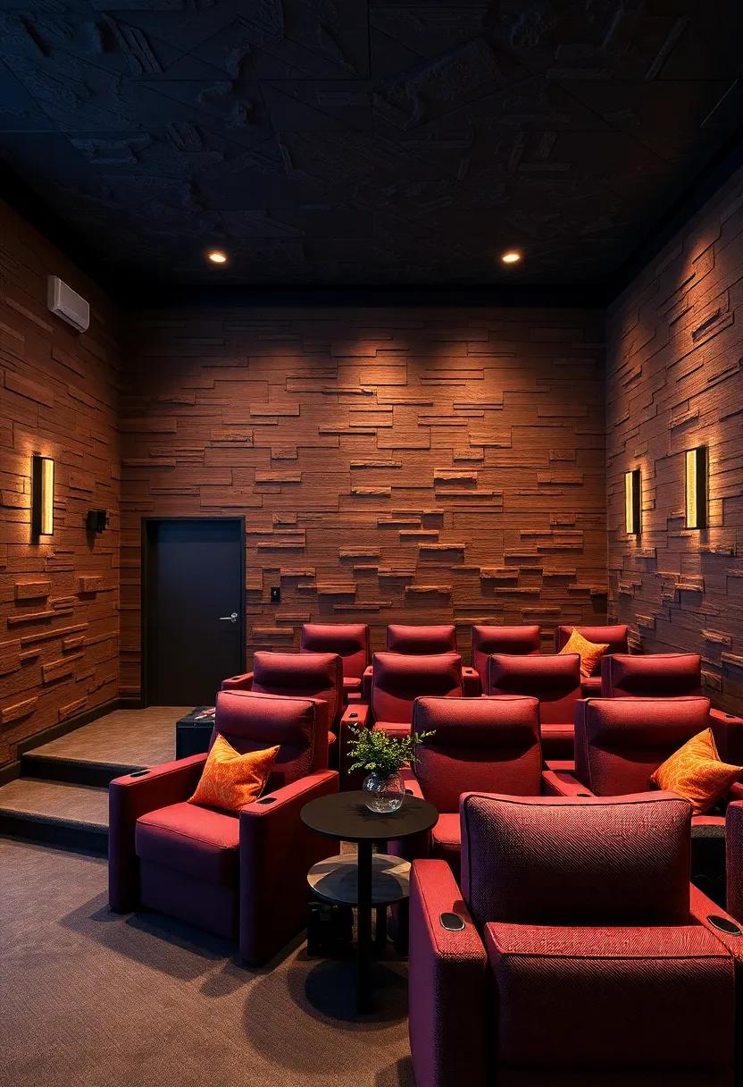 Vintage Charm: Inspired by classic theaters, this space features ​wood paneling with intricate carvings that pay homage to vintage cinema while offering modern comfort