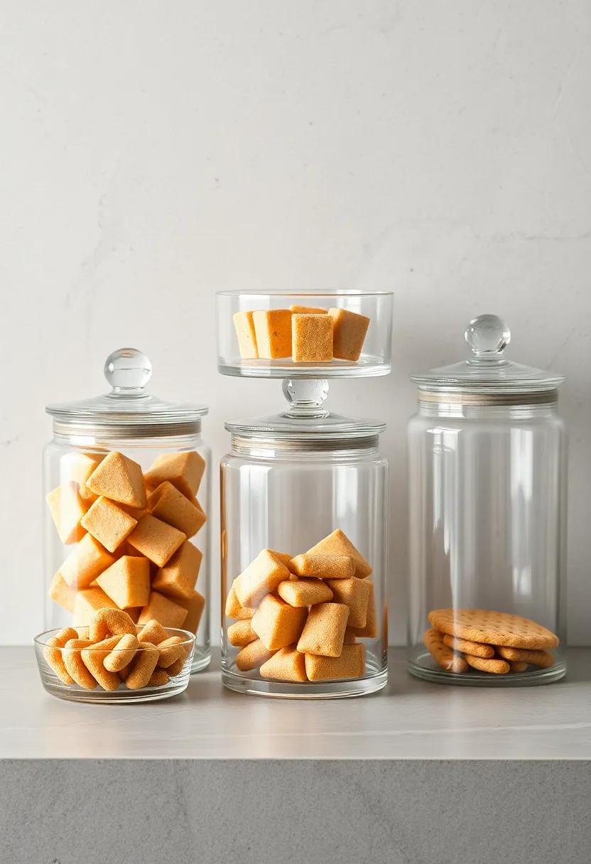 Elegant Glass Storage Containers:⁤ Keep your‍ pantry organized with ‌elegant glass containers that are both functional and visually appealing