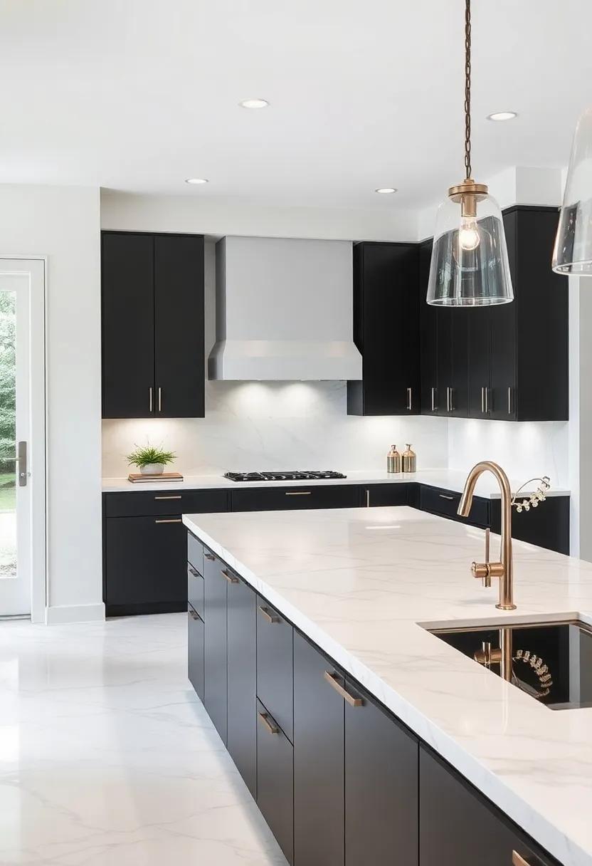 Embrace​ Elegance: Pair white marble countertops with sleek, dark cabinetry ⁢for a striking⁢ contrast that radiates sophistication