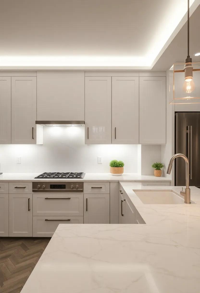 Light Up the Space: Use under-cabinet ⁤lighting⁢ to‌ highlight the unique patterns in ‌your marble ‌countertops, creating an ambient glow