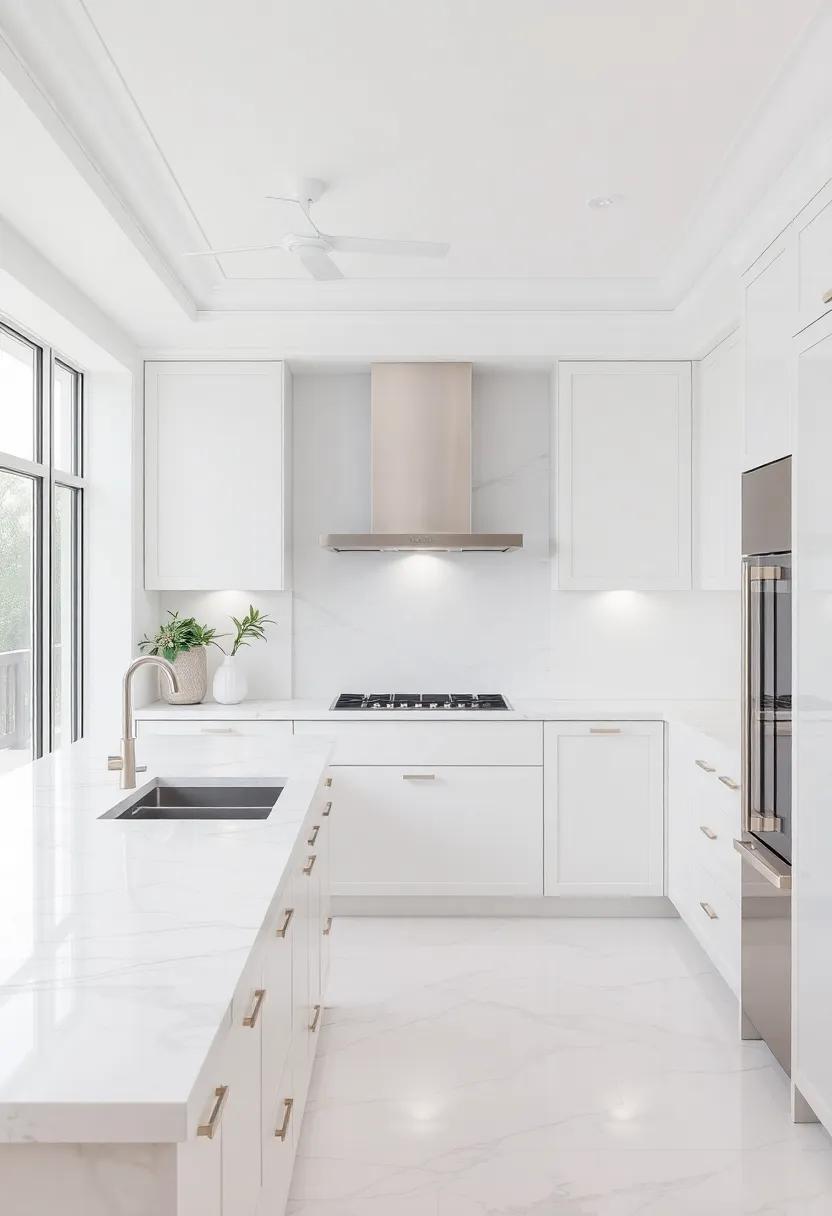 Go‍ Monochromatic: Design an all-white kitchen ⁣with⁣ creamy marble countertops for a serene, clean aesthetic that feels expansive