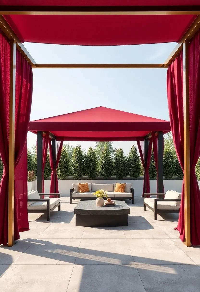 Creating an Inviting focal Point with Deep Burgundy Gazebos and Canopies