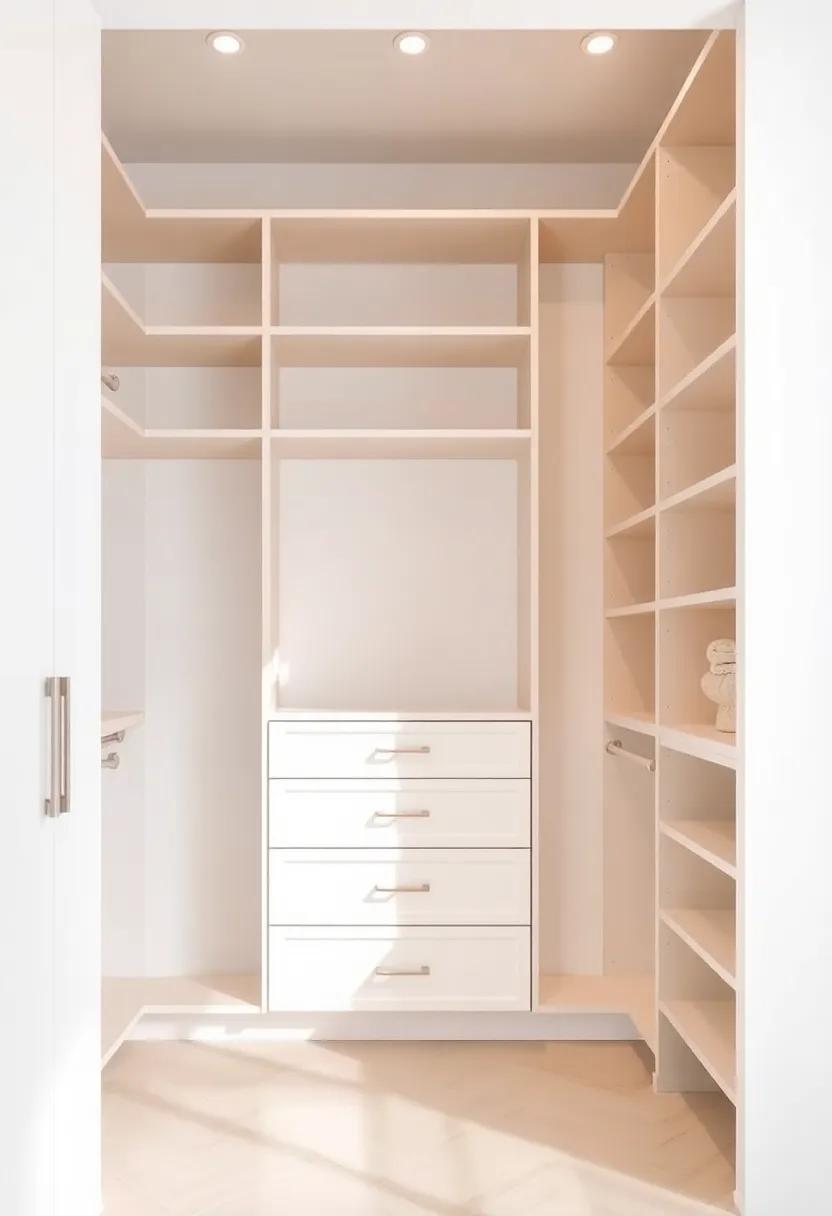 Spacious Serenity: ‍Discover a sprawling​ walk-in ⁢closet designed with large, open shelving units, providing an airy feel that encourages‍ organization without feeling cluttered