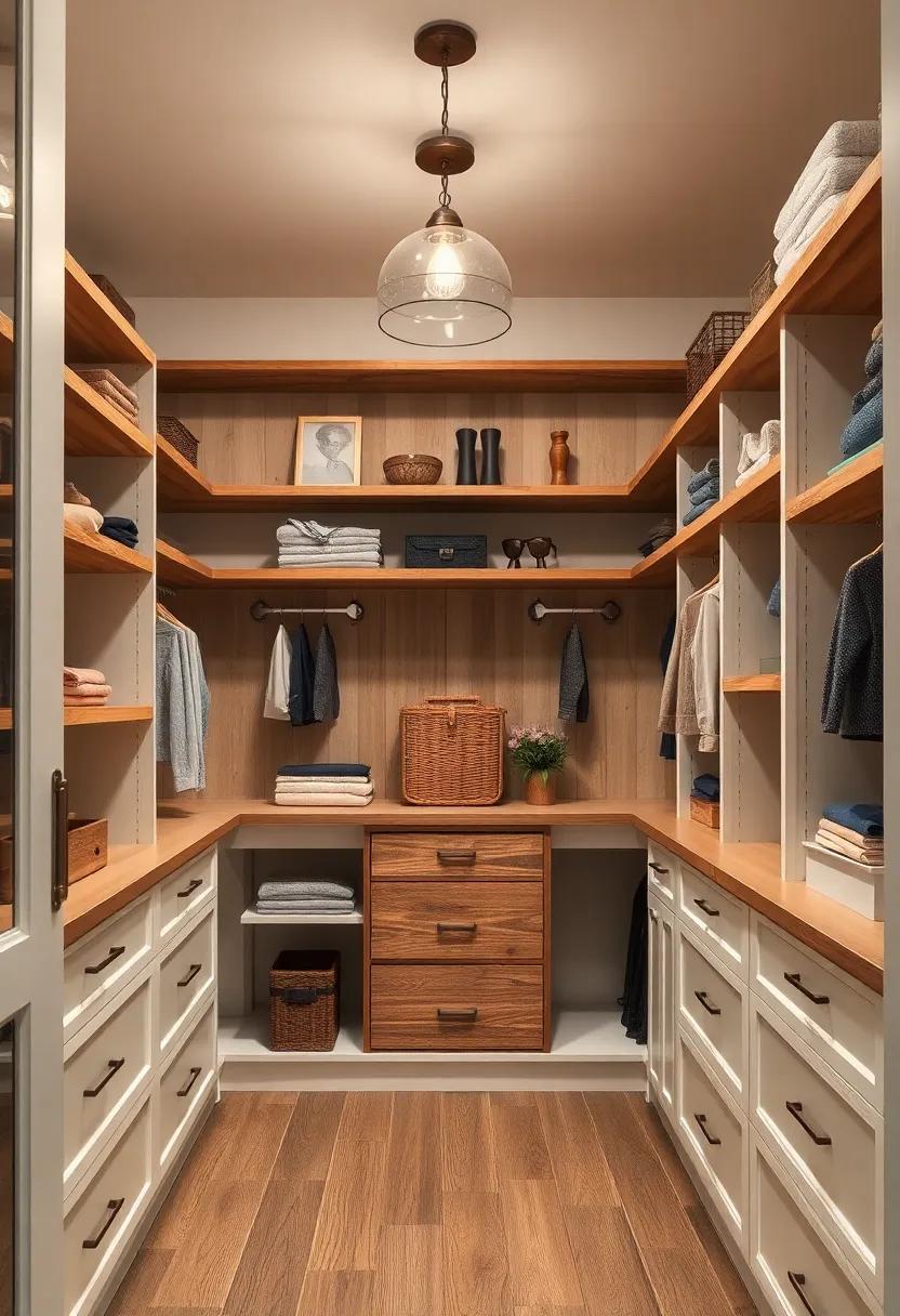 vintage Chic: Step into a luxurious walk-in closet with reclaimed wood​ shelving and vintage-style fixtures, merging ⁣nostalgia with modern organization for an unforgettable aesthetic