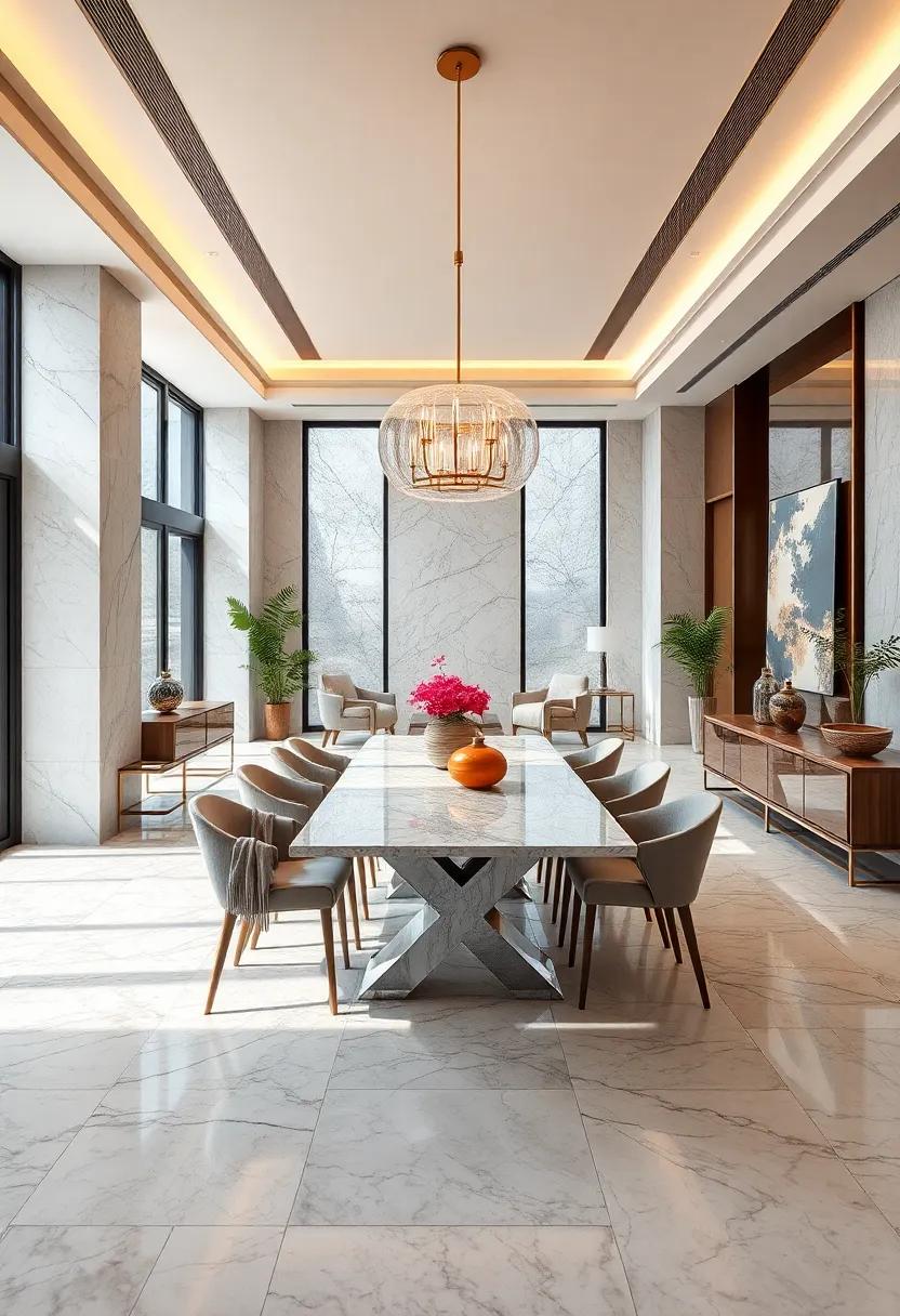 Emphasizing Dining room Illumination: The​ Reflective Quality of Marble