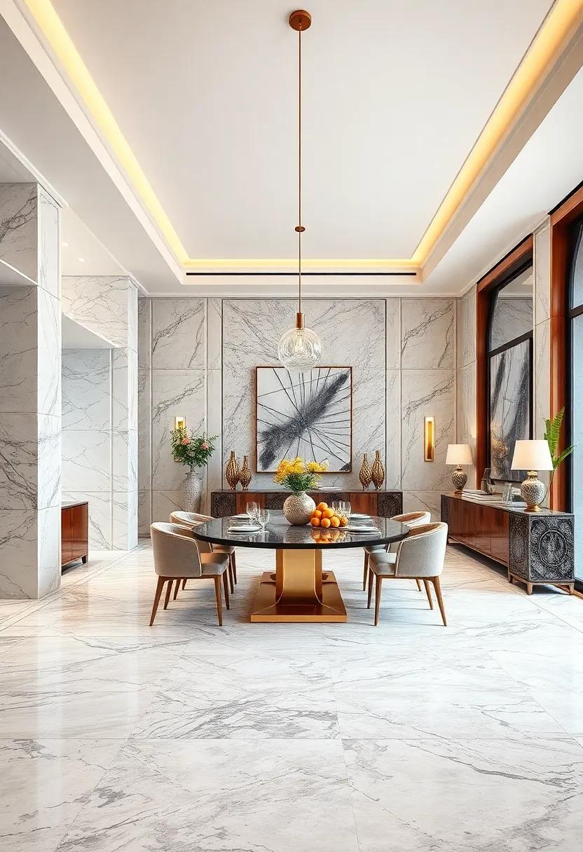 Elevating⁣ Traditional Dining Settings with Statement Marble Flooring