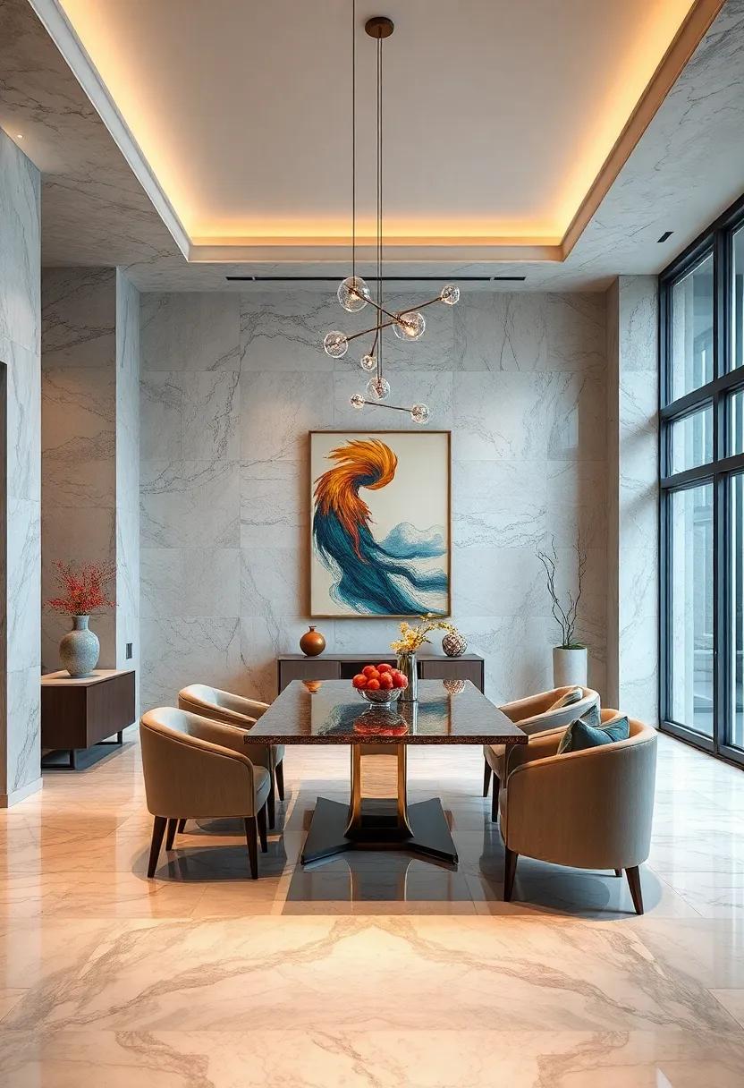 Highlighting Art Pieces with Marble⁢ Flooring‍ as a ‍backdrop
