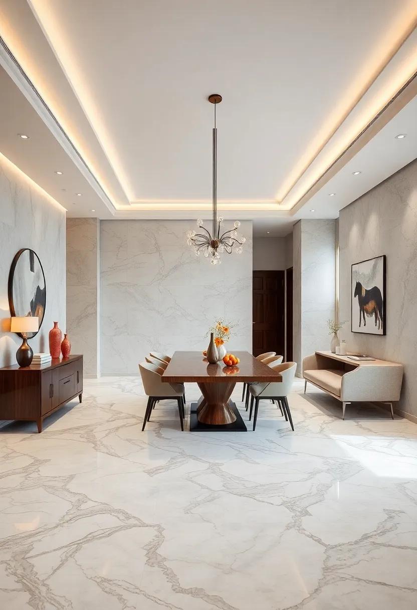 The ⁣Striking Visual ‌Appeal of Veined Marble Patterns for Dining Rooms