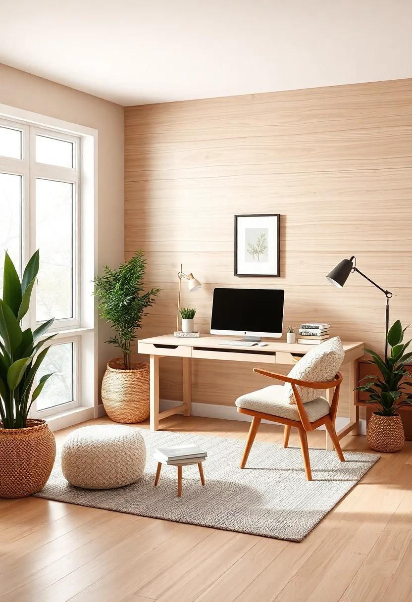 Scandi-Mid-Century⁣ Fusion: Delight in a Scandinavian-inspired office featuring‍ light woods and soft⁢ textures, with a cozy reading nook that encourages a⁣ balance between work and relaxation