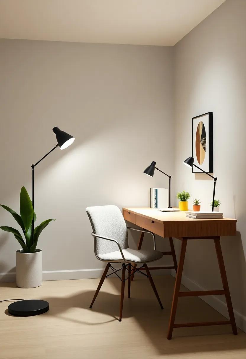 Statement Lighting: Discover the impact of bold light ⁤fixtures in transforming a working space,‌ enhancing a stylish desk and comfortable ‍chair‍ with eye-catching design