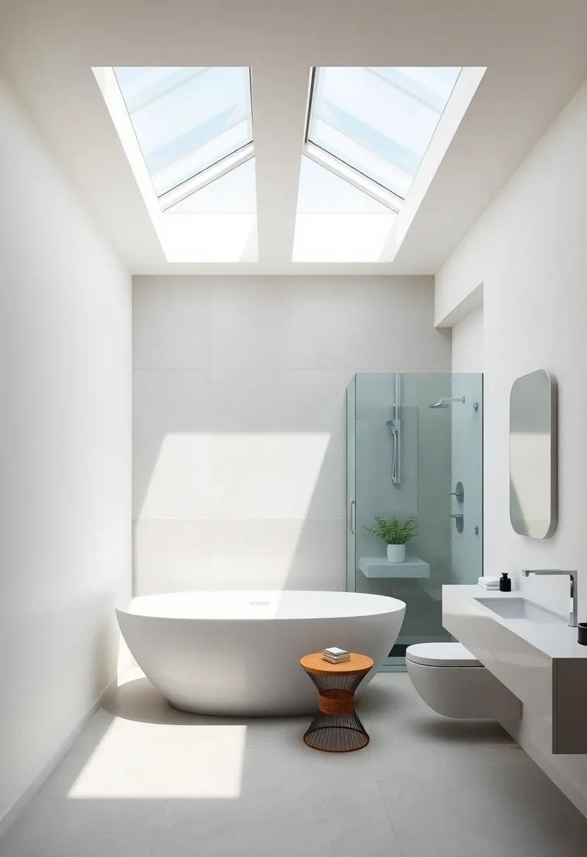 The Cohesion of Modern Materials⁣ and ⁢Skylights in Architectural Bathroom Designs