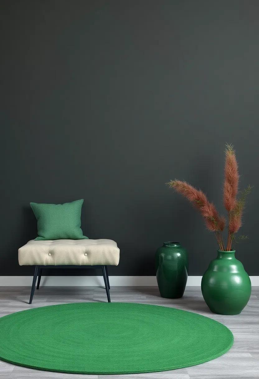 Embrace​ the Contrast: pair charcoal gray walls with deep green accents like cushions or decorative vases ⁤for a striking balance that feels both modern and‍ cozy