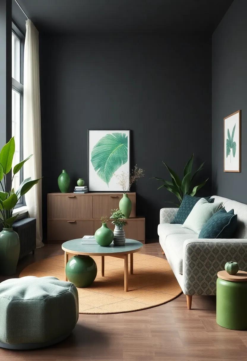 Whimsical Touches: Introduce quirky ‌deep green⁤ decorative pieces⁢ in ​a predominantly charcoal ⁤room⁢ to inject personality ⁢and charm into your decor