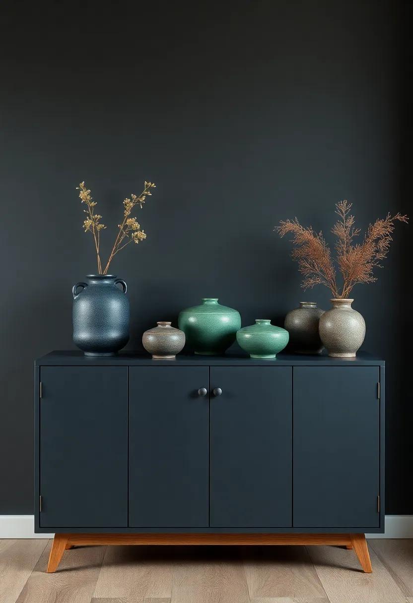 Statement Art: Hang large-scale ⁣abstract artwork⁢ that ⁢features charcoal ‍and deep ‌green tones ​to serve as a​ captivating ​focal ⁤point in ⁢your living‍ room or hallway