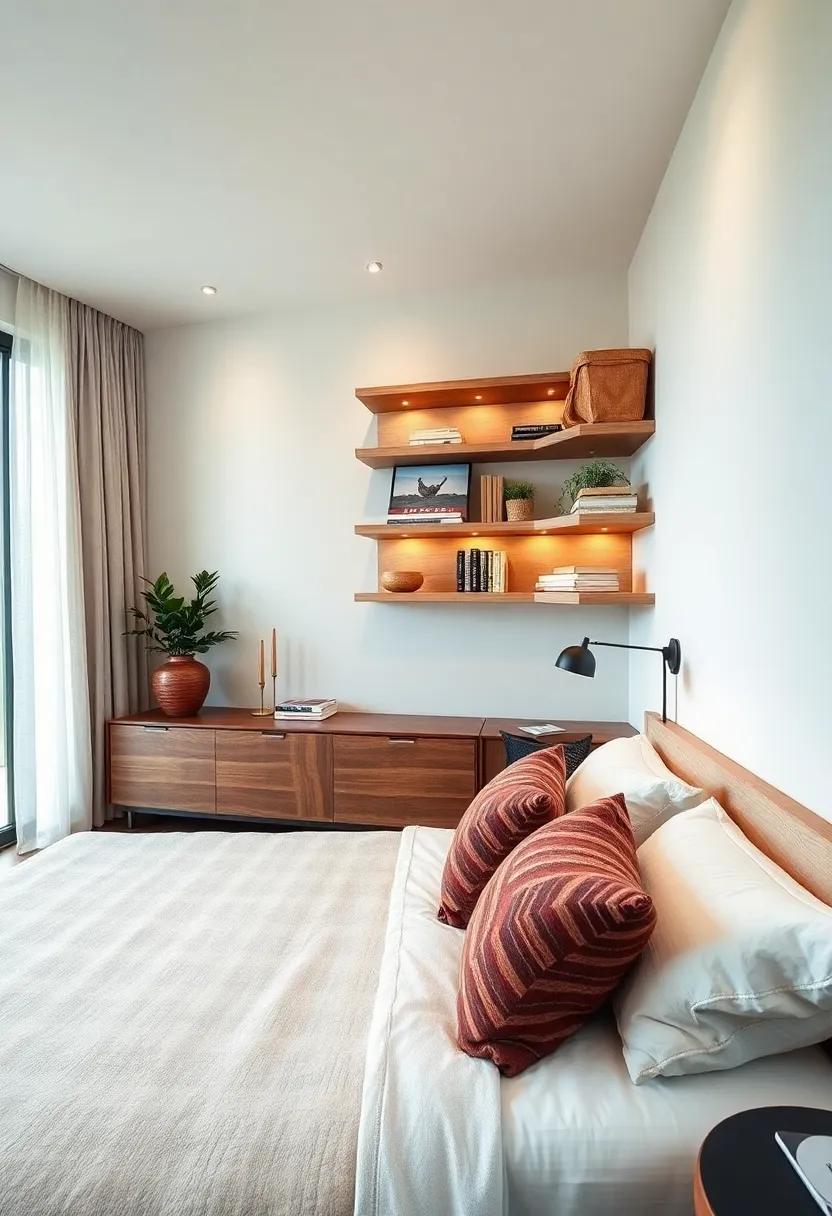 Floating Shelves: Install floating shelves to‌ display​ books, decor, or personal mementos, combining style with practicality