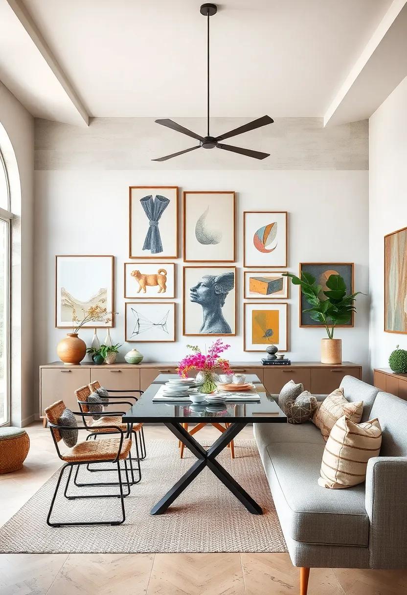 Gallery walls with art pieces‌ in diverse styles, from abstract to traditional, can create a curated yet eclectic feel