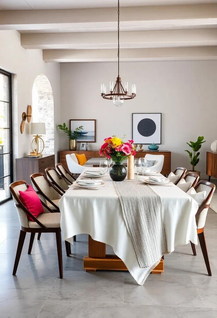 Incorporate a statement chandelier that combines different materials, like glass and ‌metal, to add character and elegance