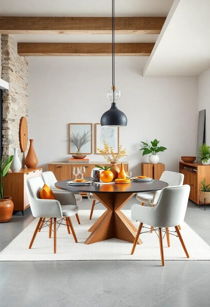 Select a mismatched dining set, where each piece tells a story, showcasing different periods ⁢and styles for ‌a playful vibe