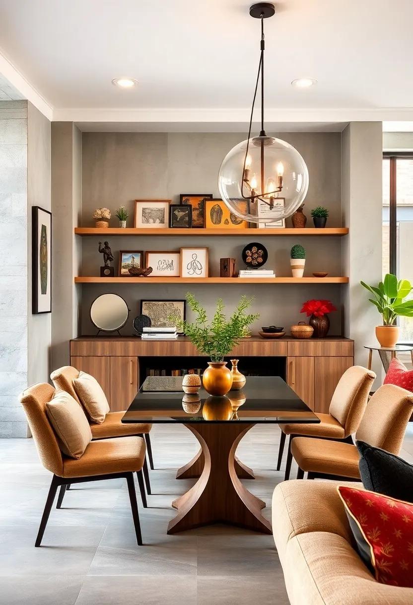Display ⁤travel souvenirs or ⁣unique finds⁢ from flea markets on open shelves to add personal character to your dining room