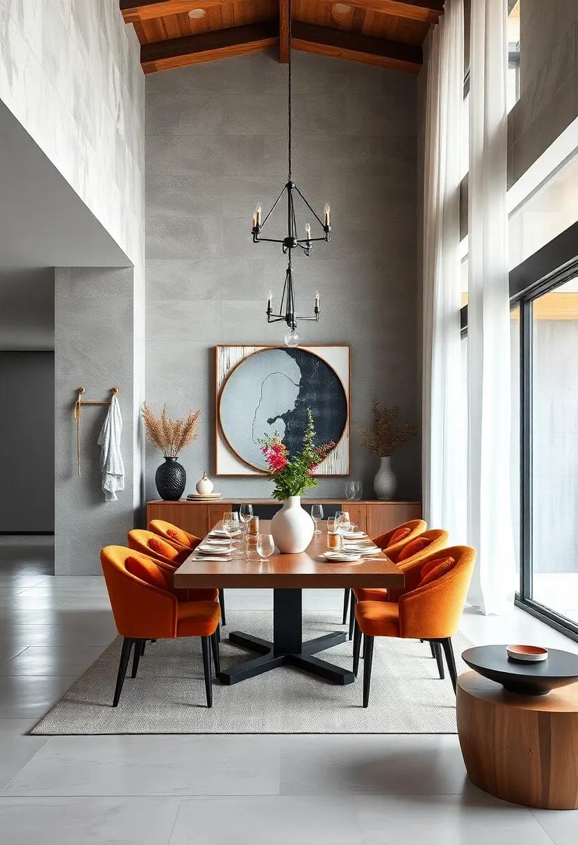 Create a focal point with a large, unconventional art piece ⁣or a mirror above the buffet ‍or sideboard for added drama
