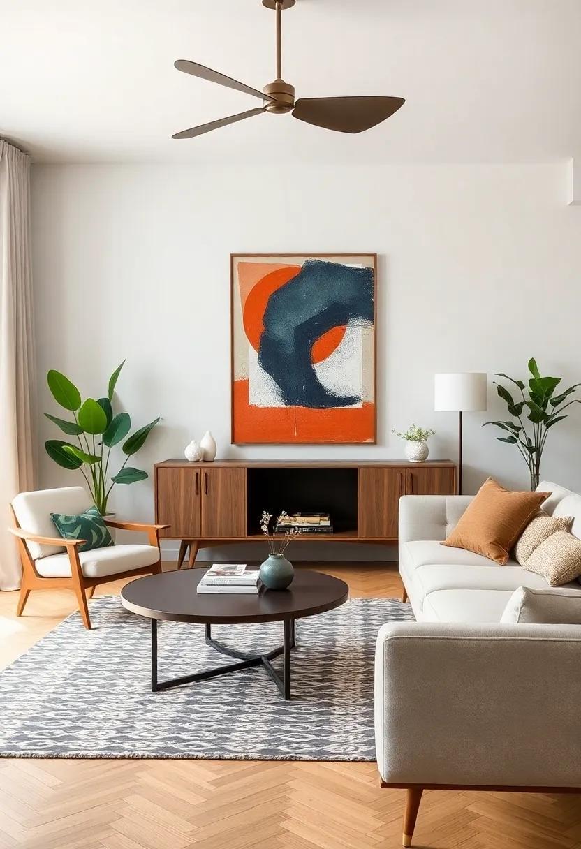 invite Motion with Art: Choose ⁤kinetic or abstract art⁤ pieces that ‍can become conversation starters while‌ reflecting mid-century ​innovation