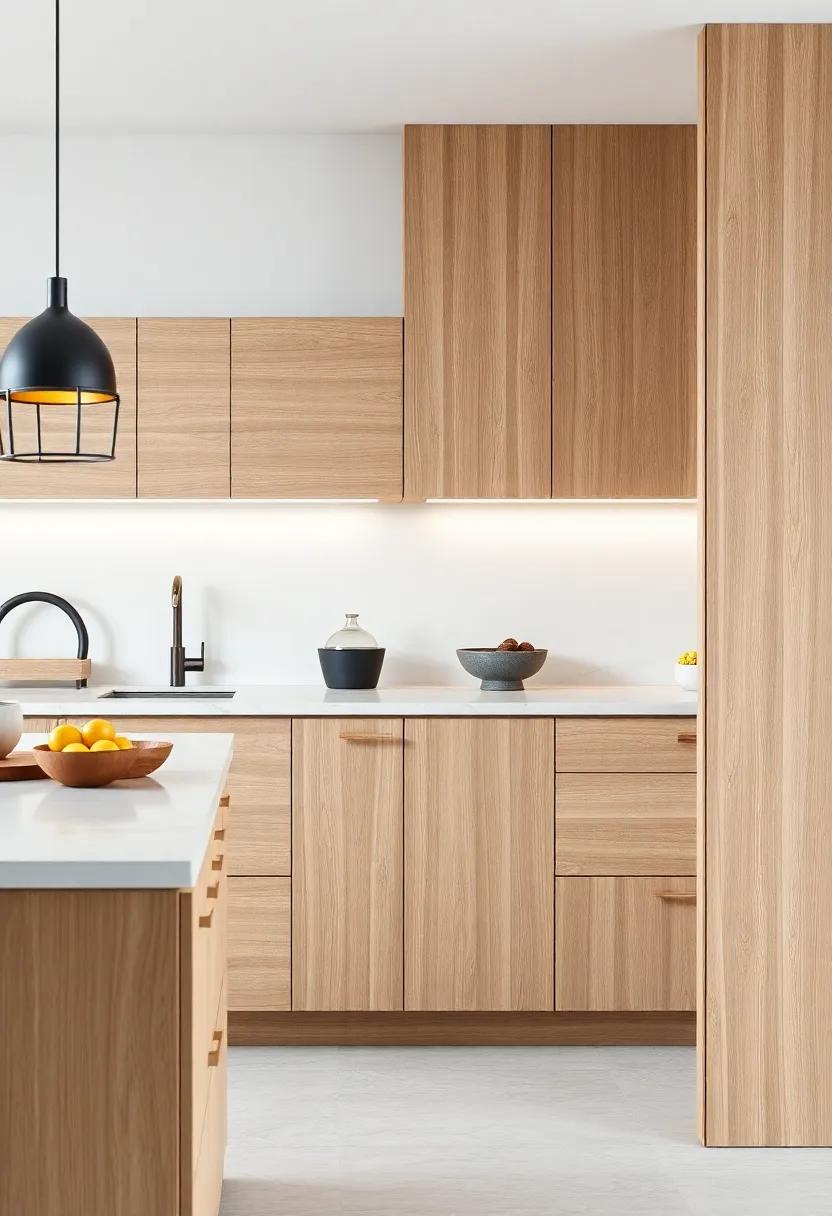 Mixing Materials: Oak Cabinets with Stone and ⁣Metal ⁣Elements