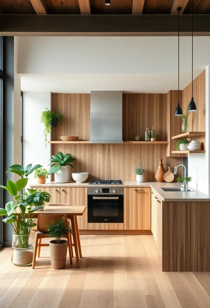 Integrating Plants and Greenery into Wood Kitchen Spaces