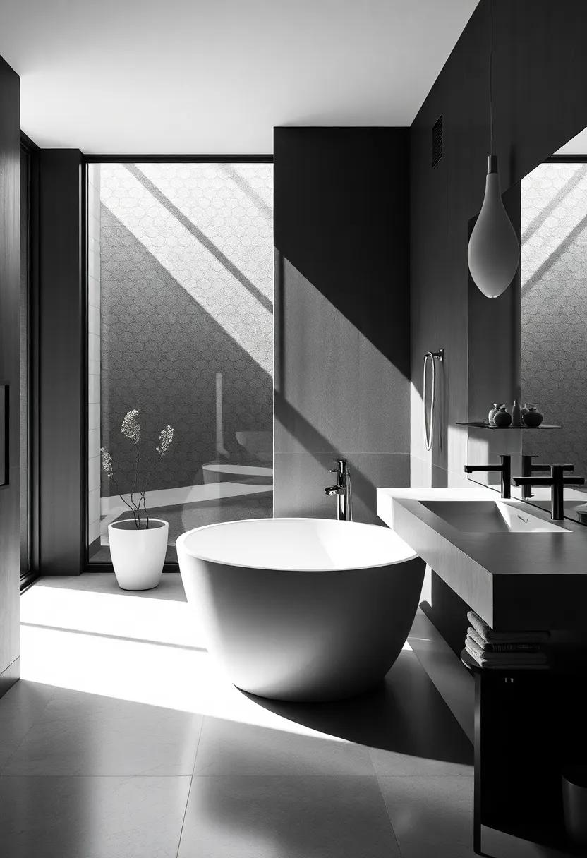 Striking Contrast: Balancing Light and Dark in a Bathroom ⁣Oasis