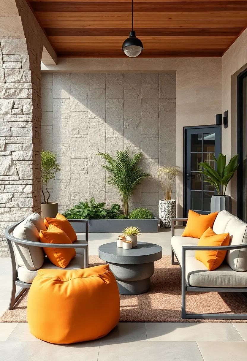 Create a ⁣Calm Outdoor Space with ⁣Gray Patio Furniture and Muted Amber Cushions⁣ for Comfort