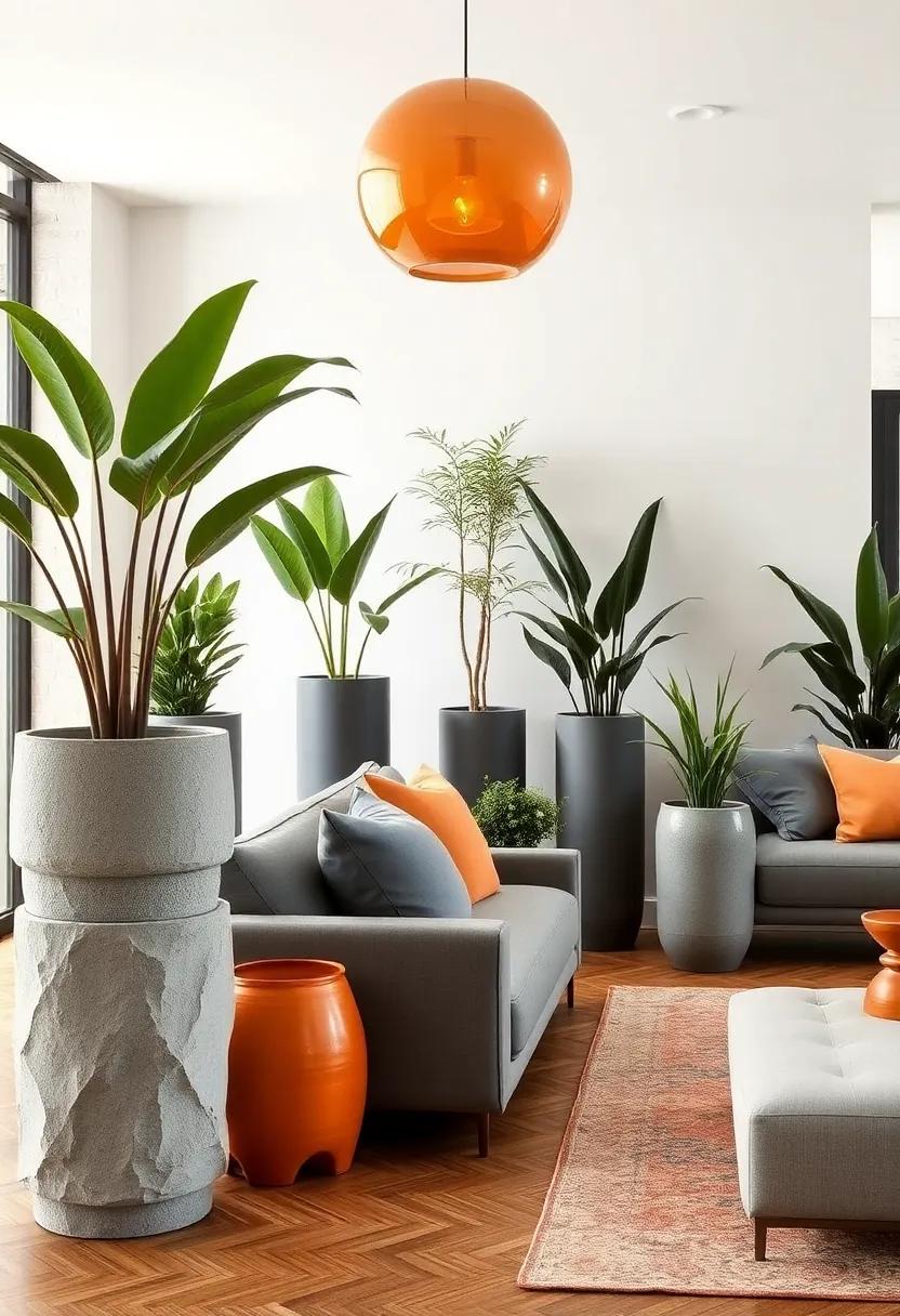 Create a Gallery of Gray Planters with Muted⁣ Amber Plants to Bring ⁤Life into Your Contemporary Space